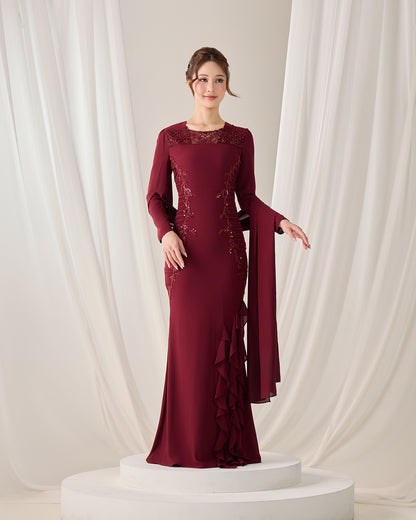 CLAIRE DRESS (BURGUNDY)