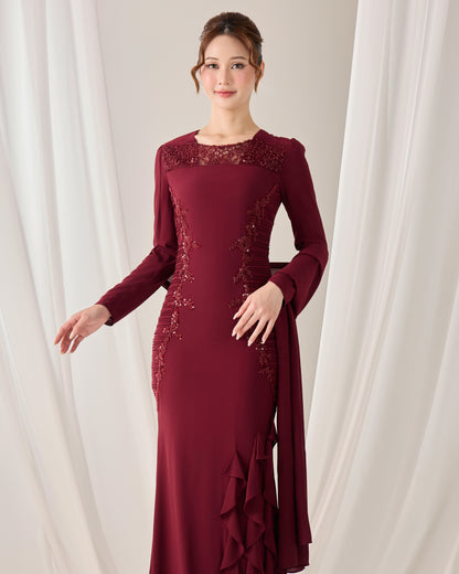 CLAIRE DRESS (BURGUNDY)