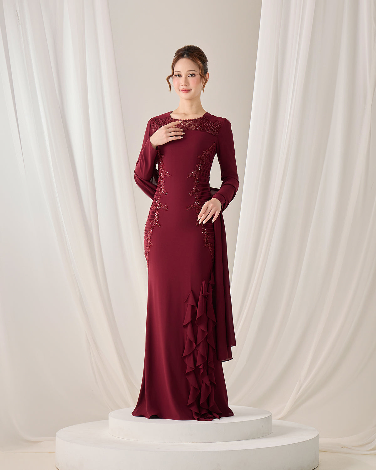 CLAIRE DRESS (BURGUNDY) – Hijabistahub