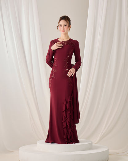 CLAIRE DRESS (BURGUNDY)