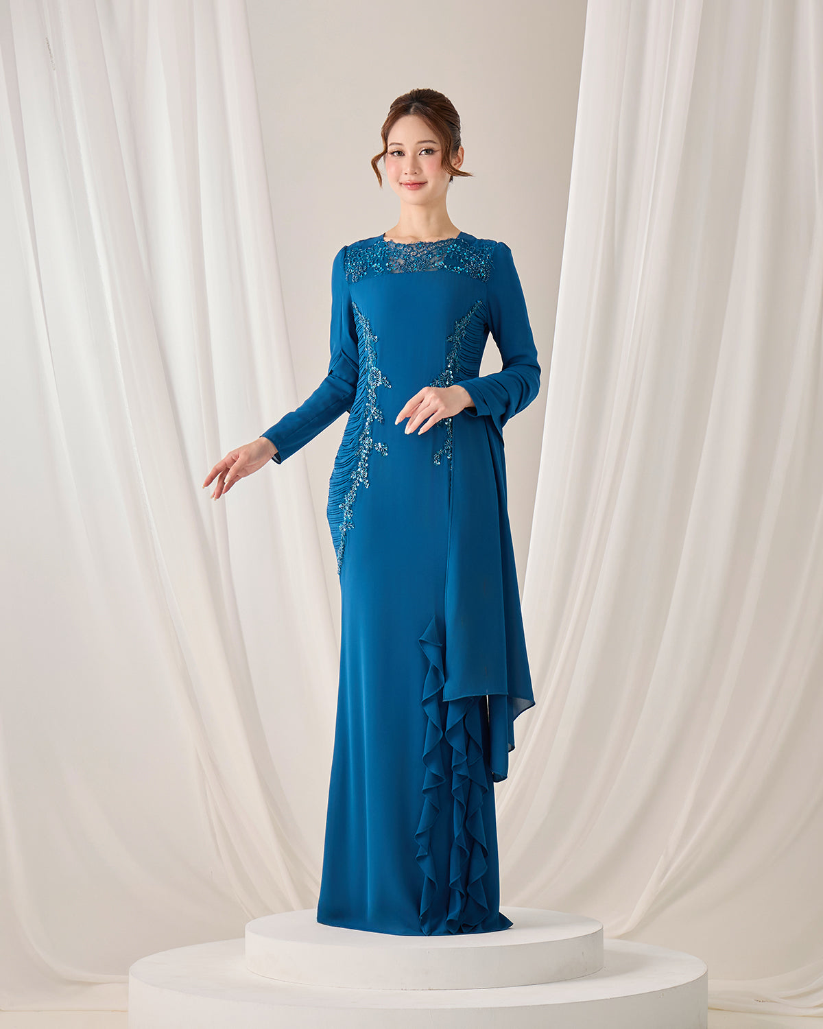 CLAIRE DRESS (TEAL BLUE) Hijabistahub CLAIRE DRESS (TEAL BLUE) Hijabistahub