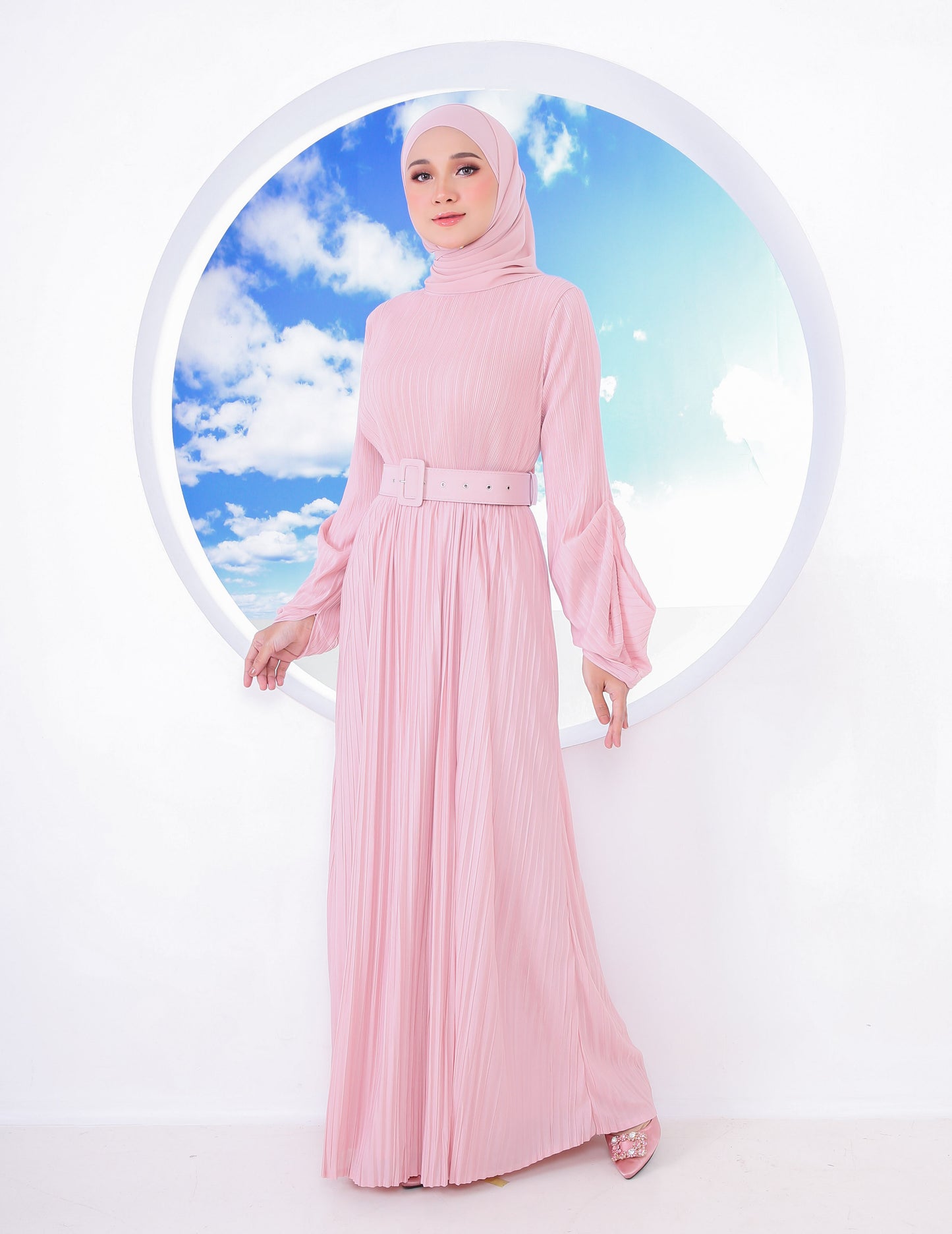 BIANCA PLEATED DRESS (DUSTY PINK)