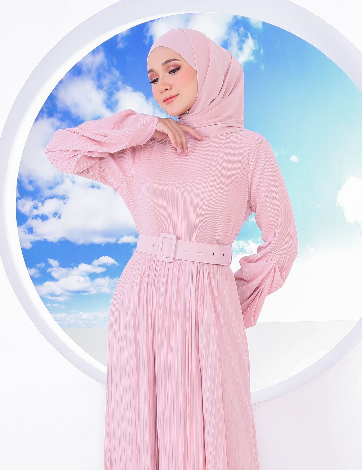 BIANCA PLEATED DRESS (DUSTY PINK)