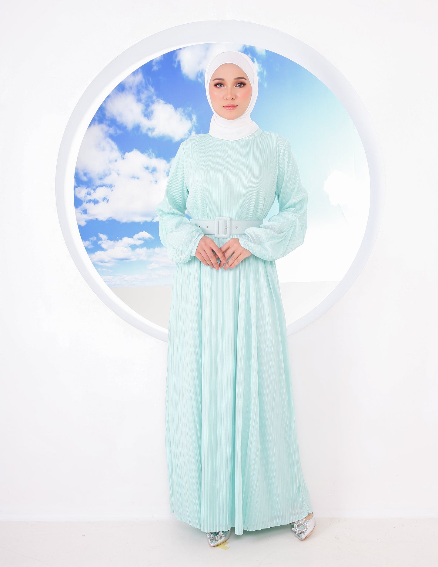 BIANCA PLEATED DRESS (MINT)