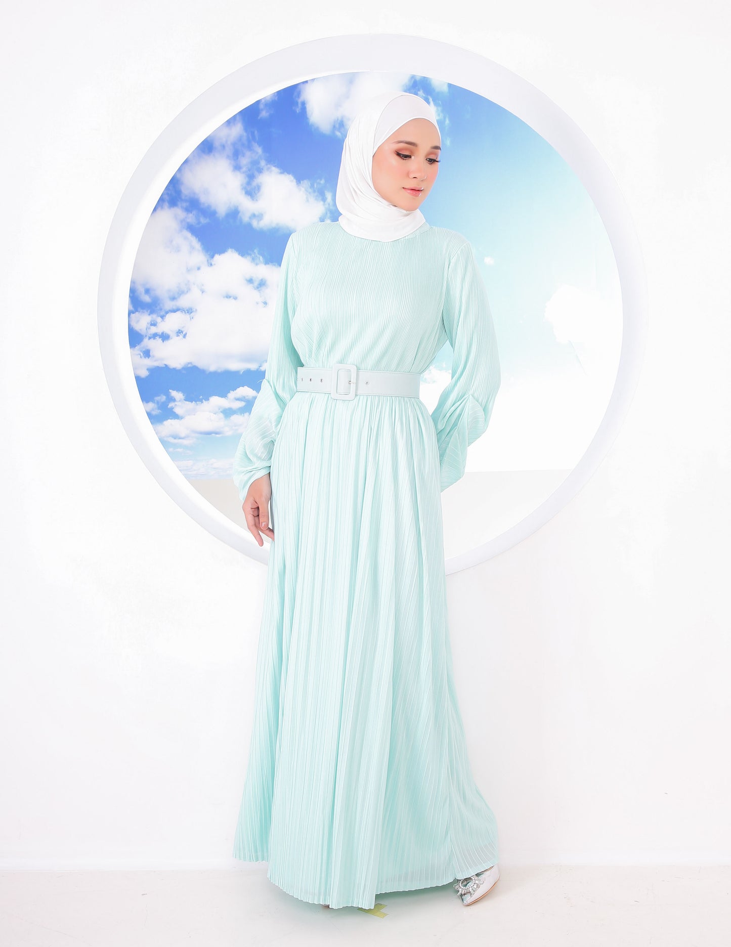 BIANCA PLEATED DRESS (MINT)