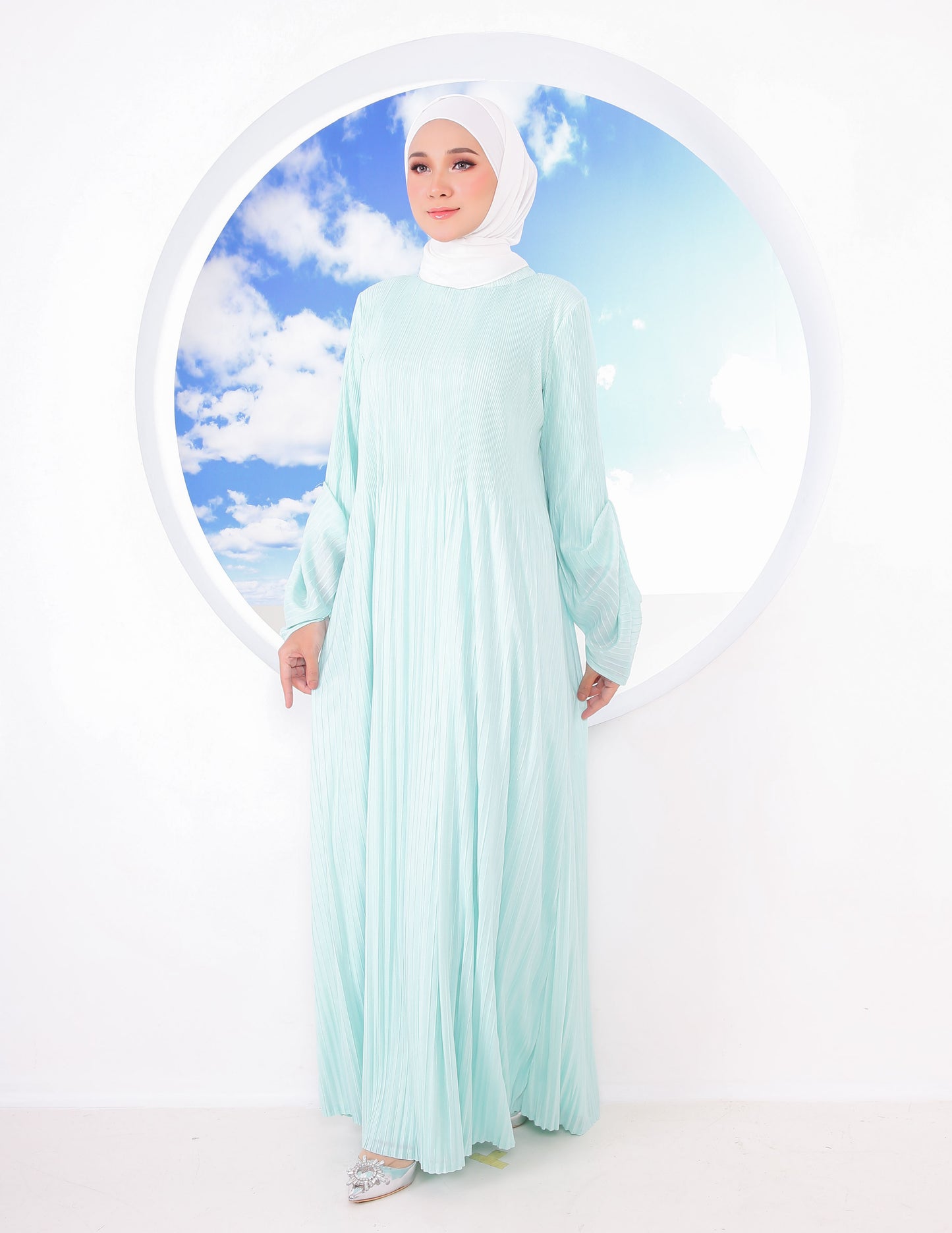 BIANCA PLEATED DRESS (MINT)