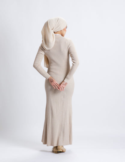 MADELINE BUTTON DRESS (NUDE)