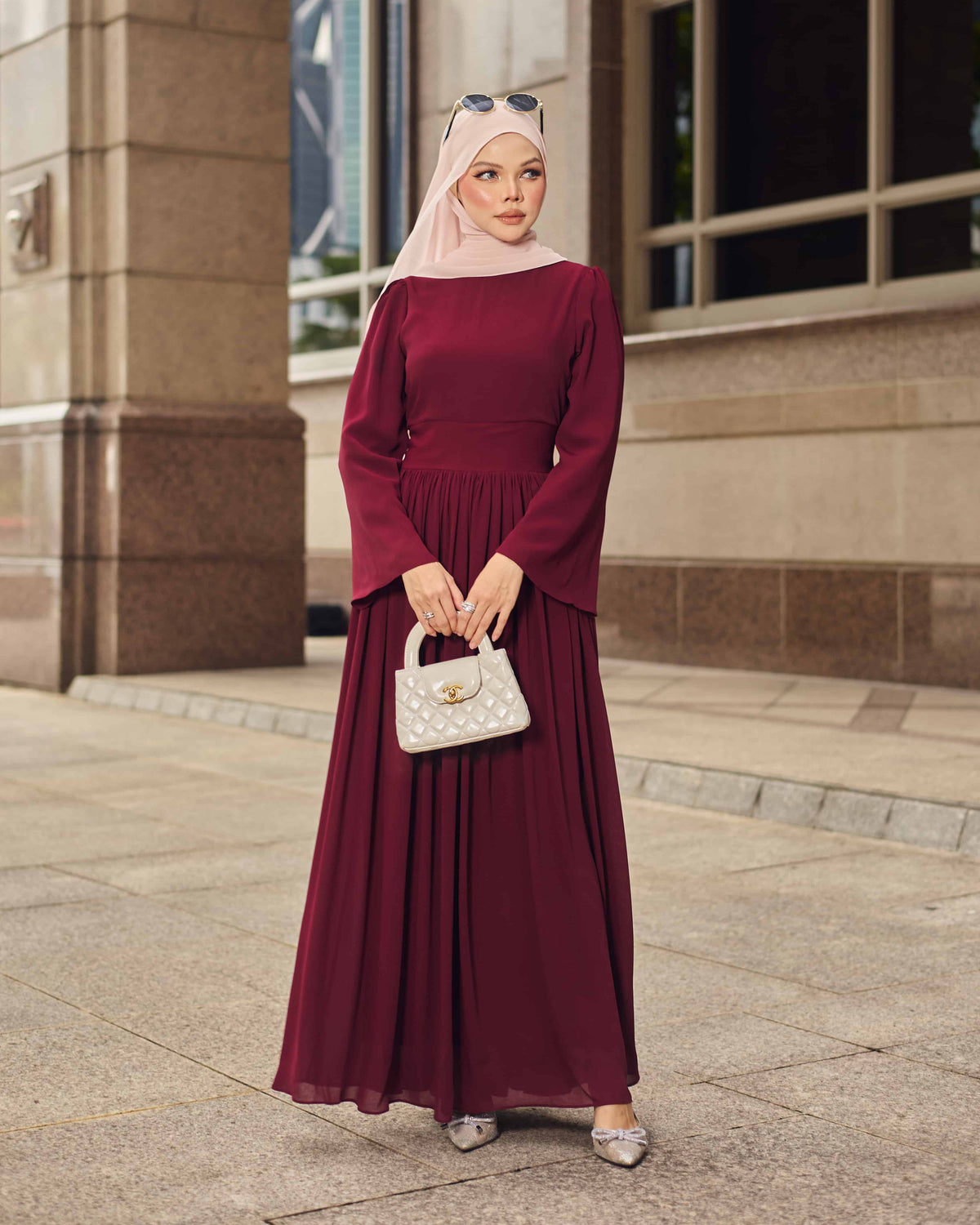 MINOR DEFECT LYRA PLEATED DRESS (BURGUNDY)
