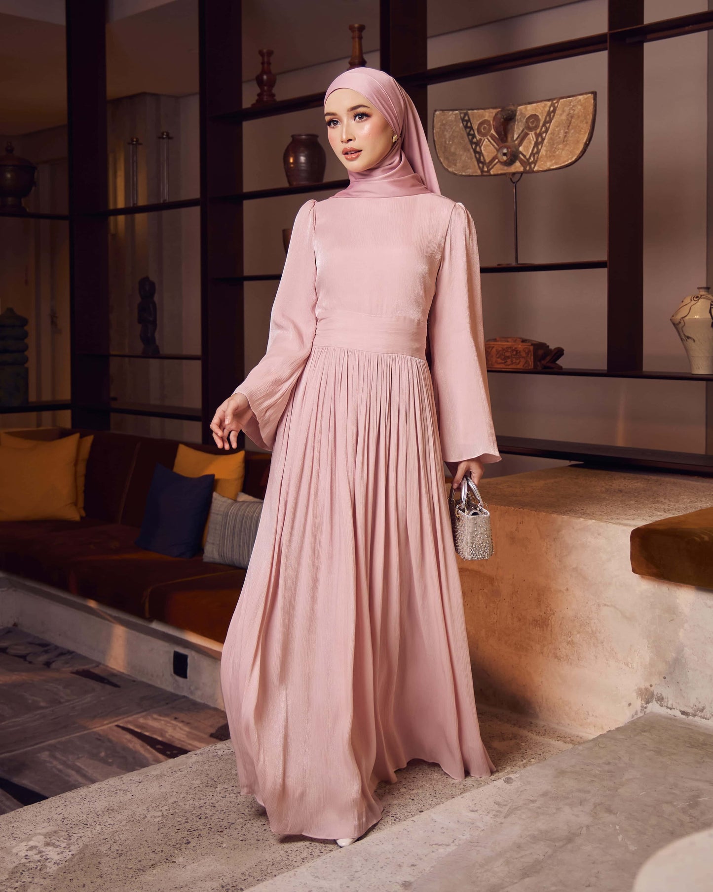 LISA PLEATED DRESS (PINK)