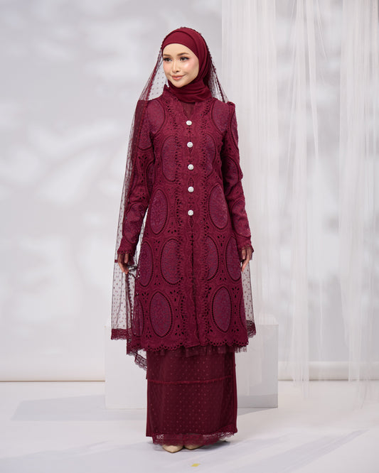 MEARA DRESS (BURGUNDY)