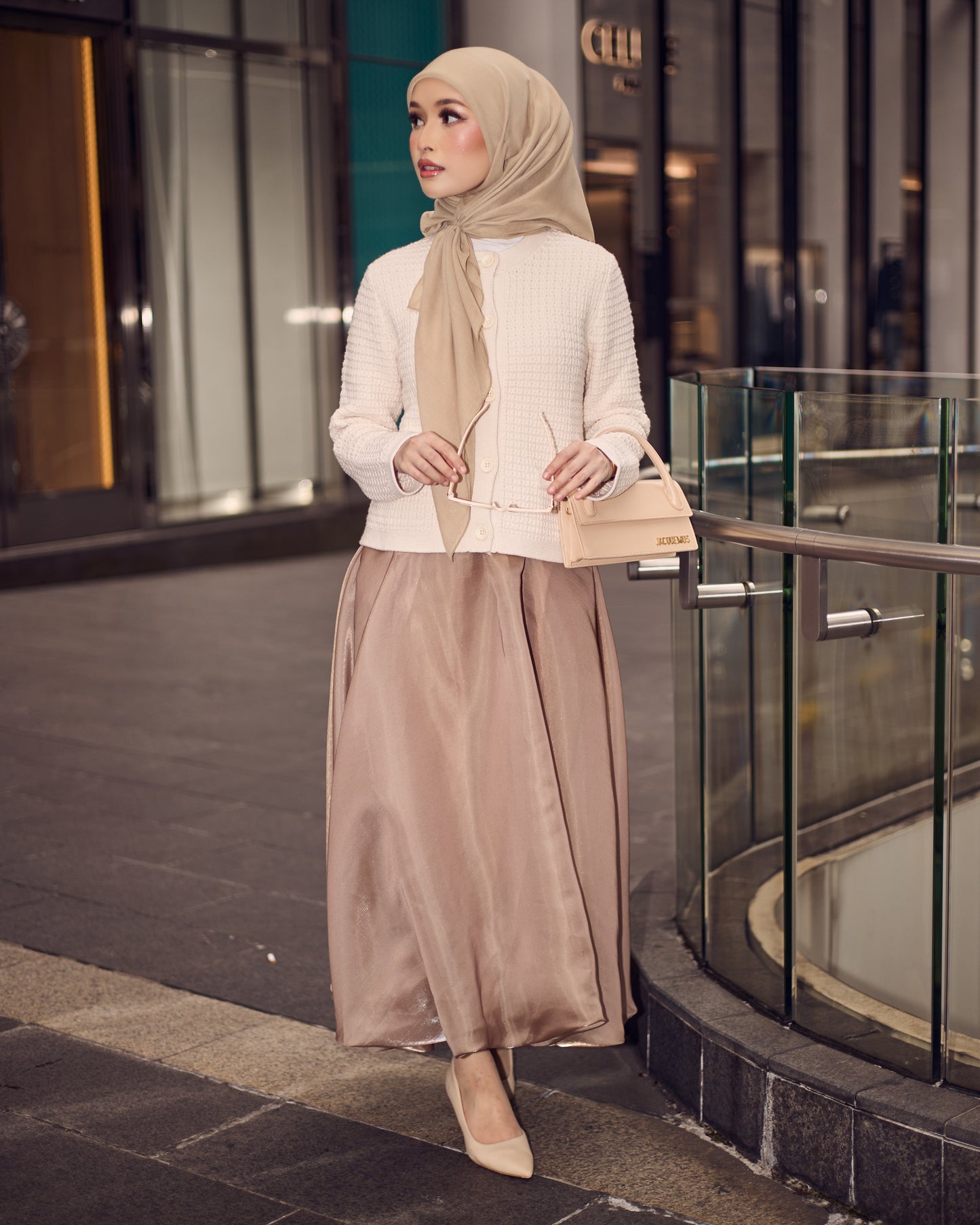 SATIN BUBBLE SKIRT (KHAKI)