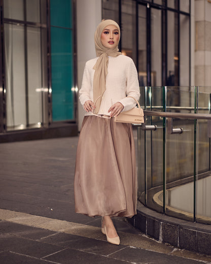 SATIN BUBBLE SKIRT (KHAKI)