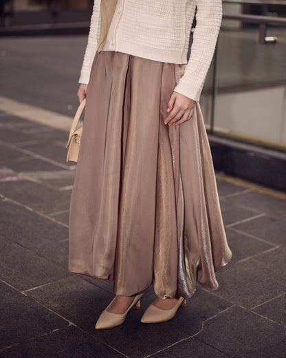 SATIN BUBBLE SKIRT (KHAKI)