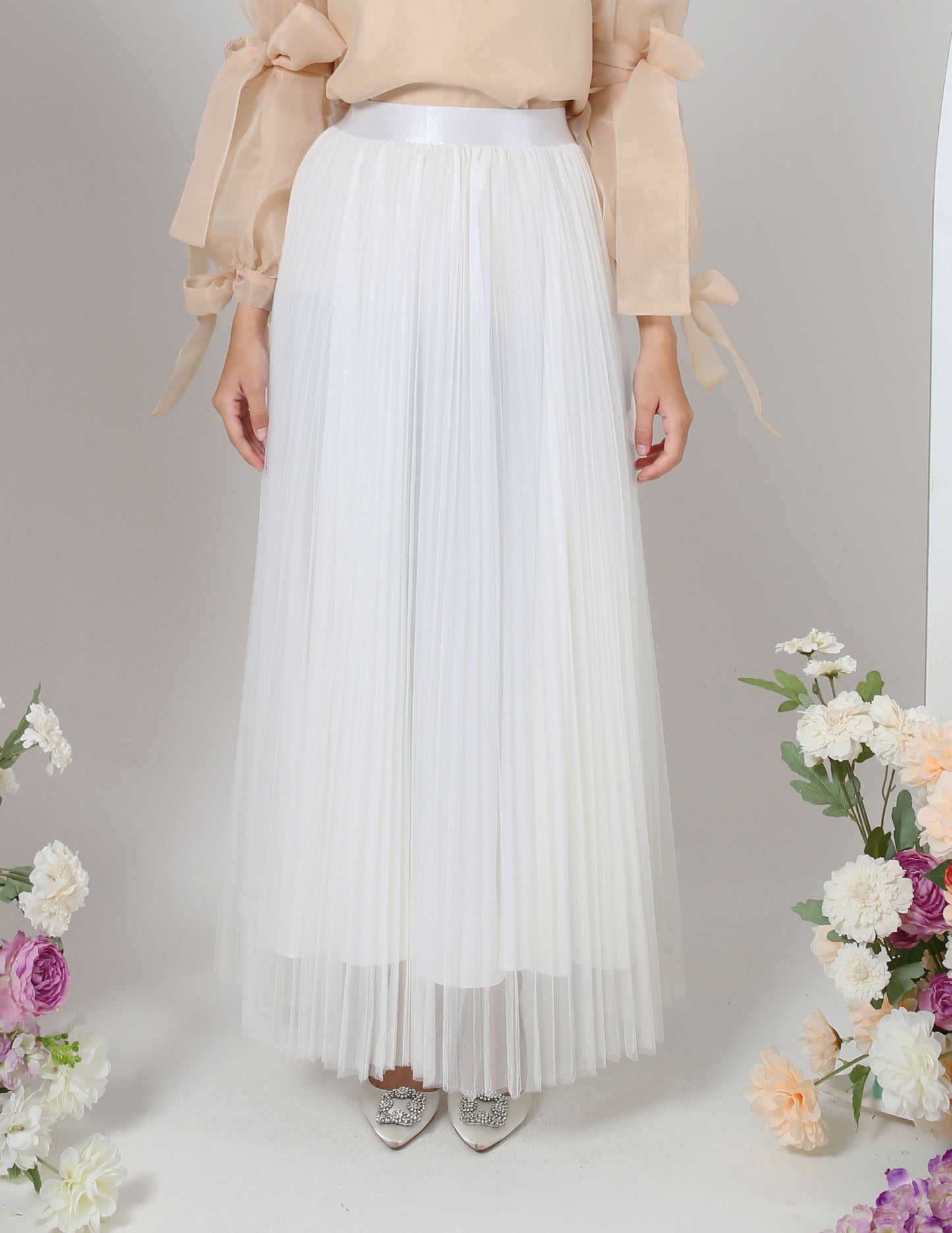 MINOR DEFECT TUTU PLEATED SKIRT (WHITE)