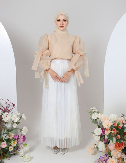 MINOR DEFECT TUTU PLEATED SKIRT (WHITE)