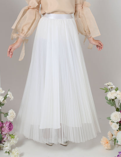 MINOR DEFECT TUTU PLEATED SKIRT (WHITE)