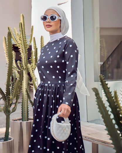 MINOR DEFECT A-LINE POLKA DRESS (WHITE DOT)