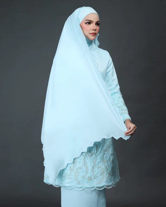 MINOR DEFECT VEIL EMBROIDERY CHIFFON A19 (AQUA BLUE)