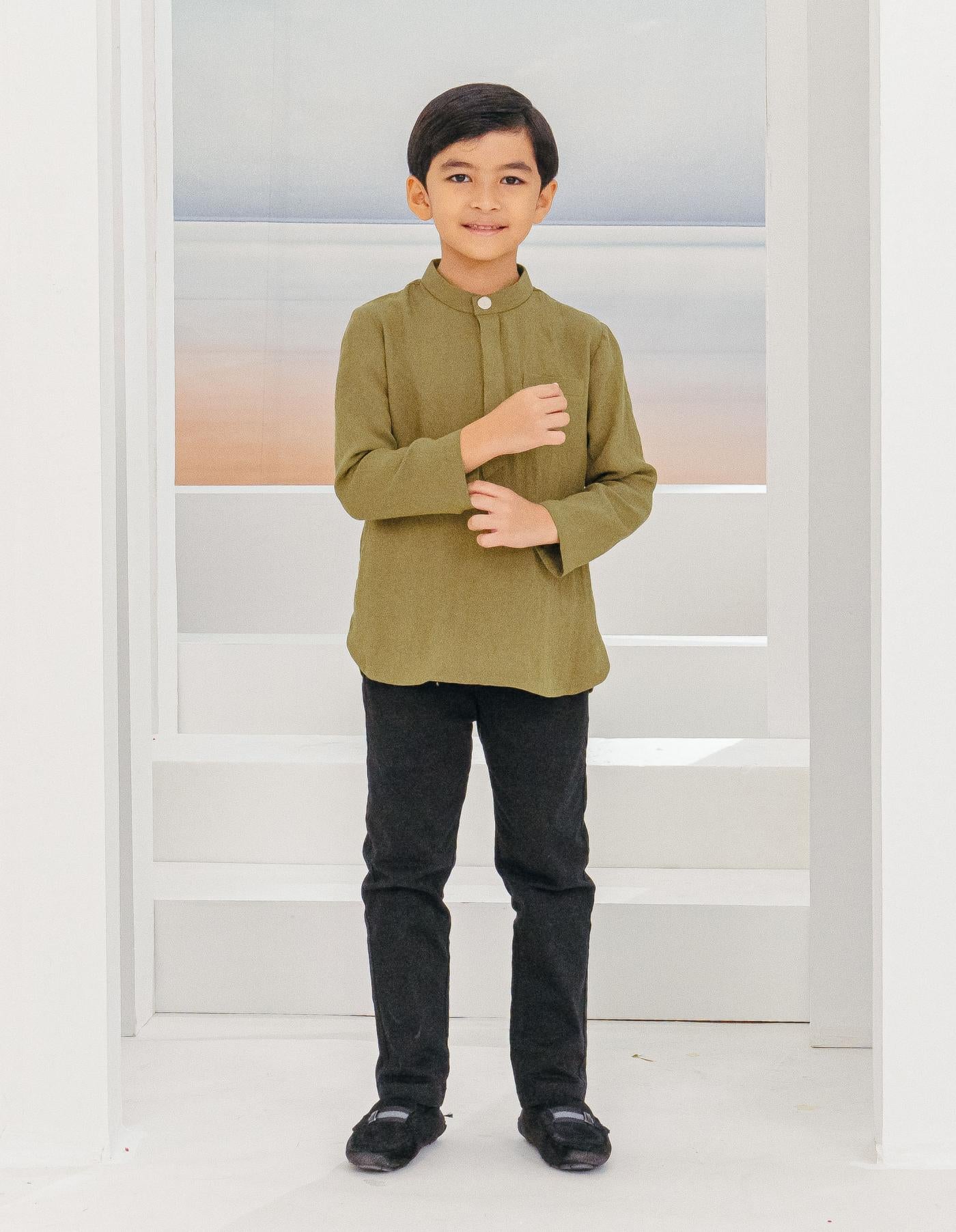 ADAM KURTA FOR KIDS (MOSS GREEN)