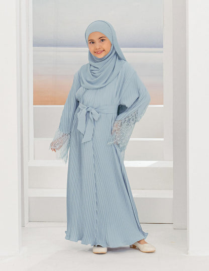 ALEENA PLEATED ABAYA FOR KIDS (MISTY BLUE)