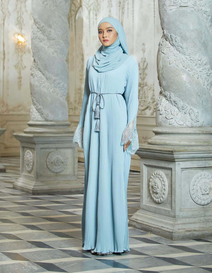 ALEENA PLEATED ABAYA (MISTY BLUE)