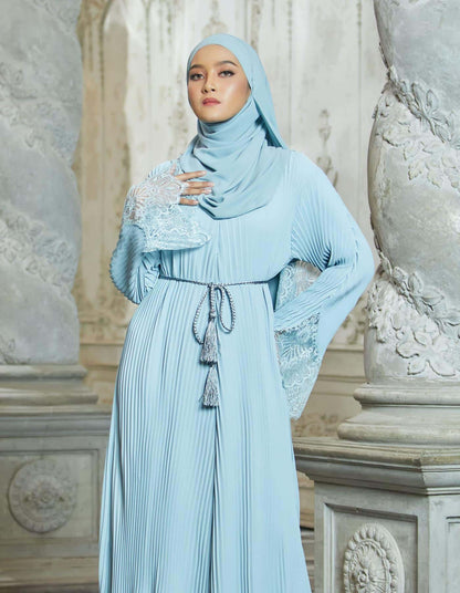 ALEENA PLEATED ABAYA (MISTY BLUE)