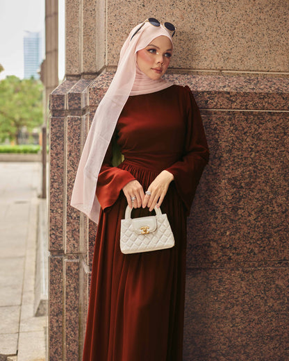 MINOR DEFECT LYRA PLEATED DRESS (BRICK)