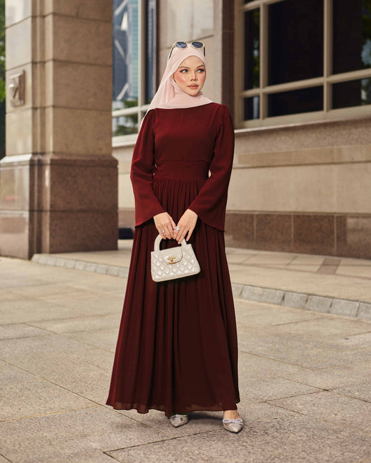 MINOR DEFECT LYRA PLEATED DRESS (BURGUNDY)