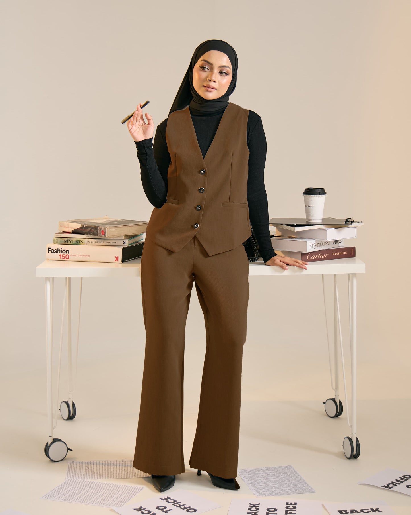 MINOR DEFECT LEORA BUTTON VEST (BROWN)
