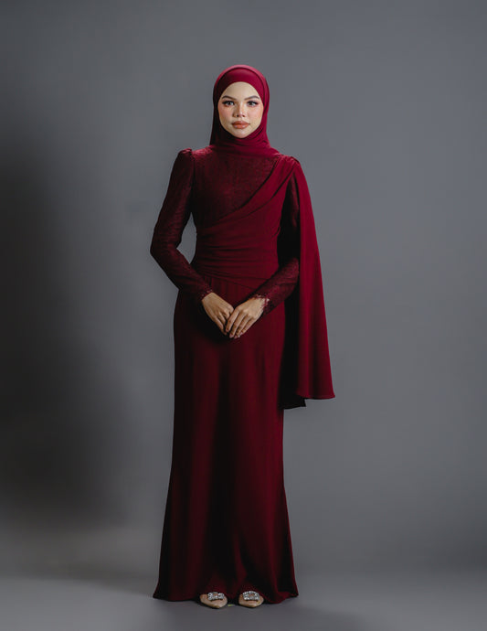 BRYNDA DRESS (BURGUNDY)