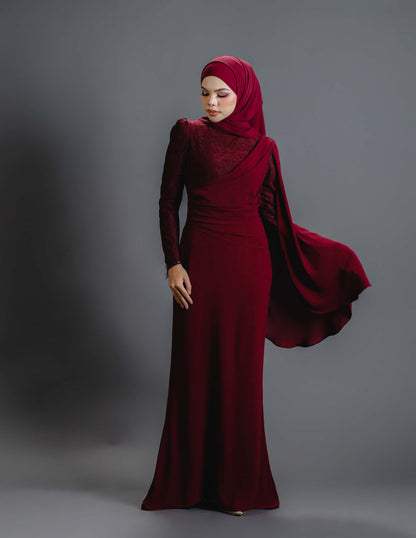 BRYNDA DRESS (BURGUNDY)