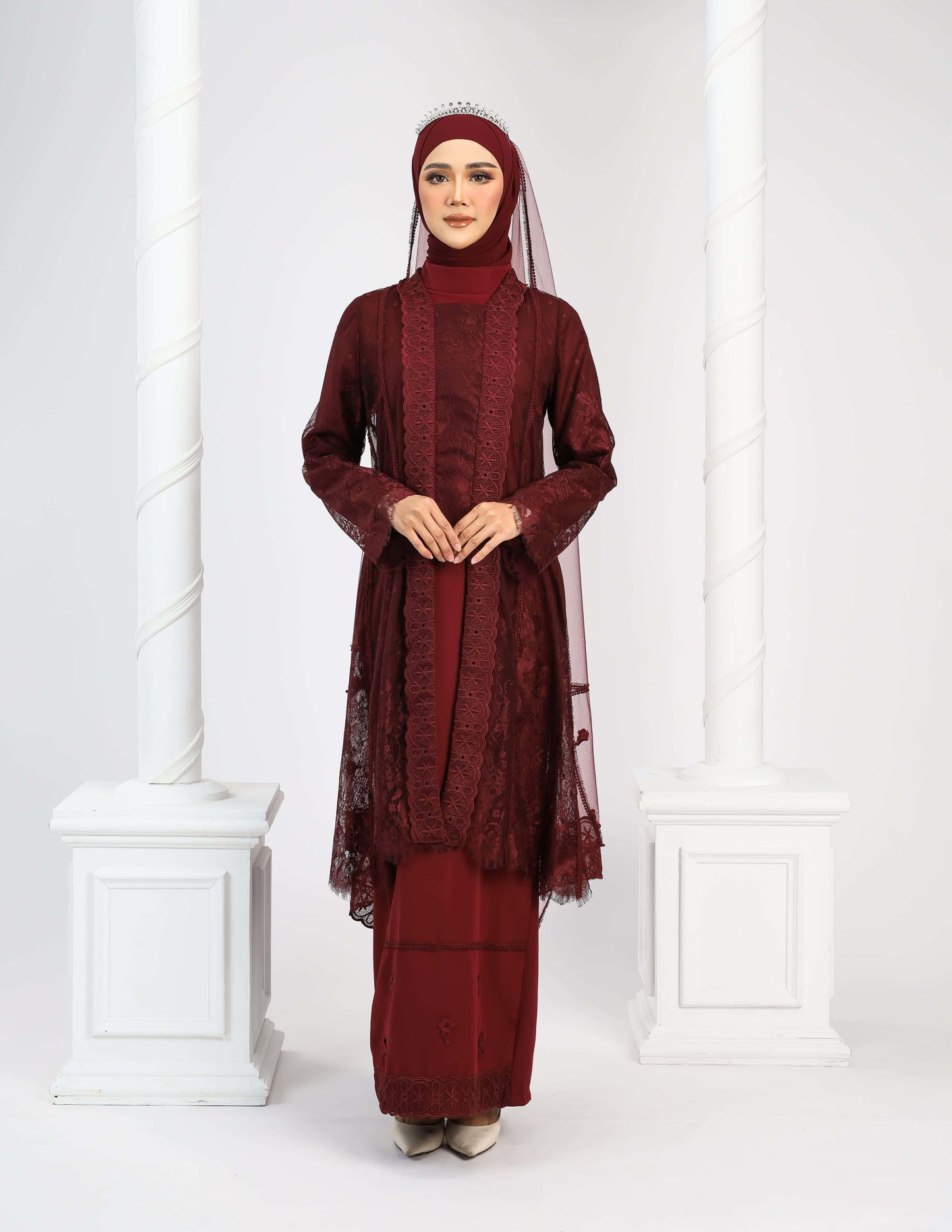 CAMELIA DRESS (BURGUNDY)