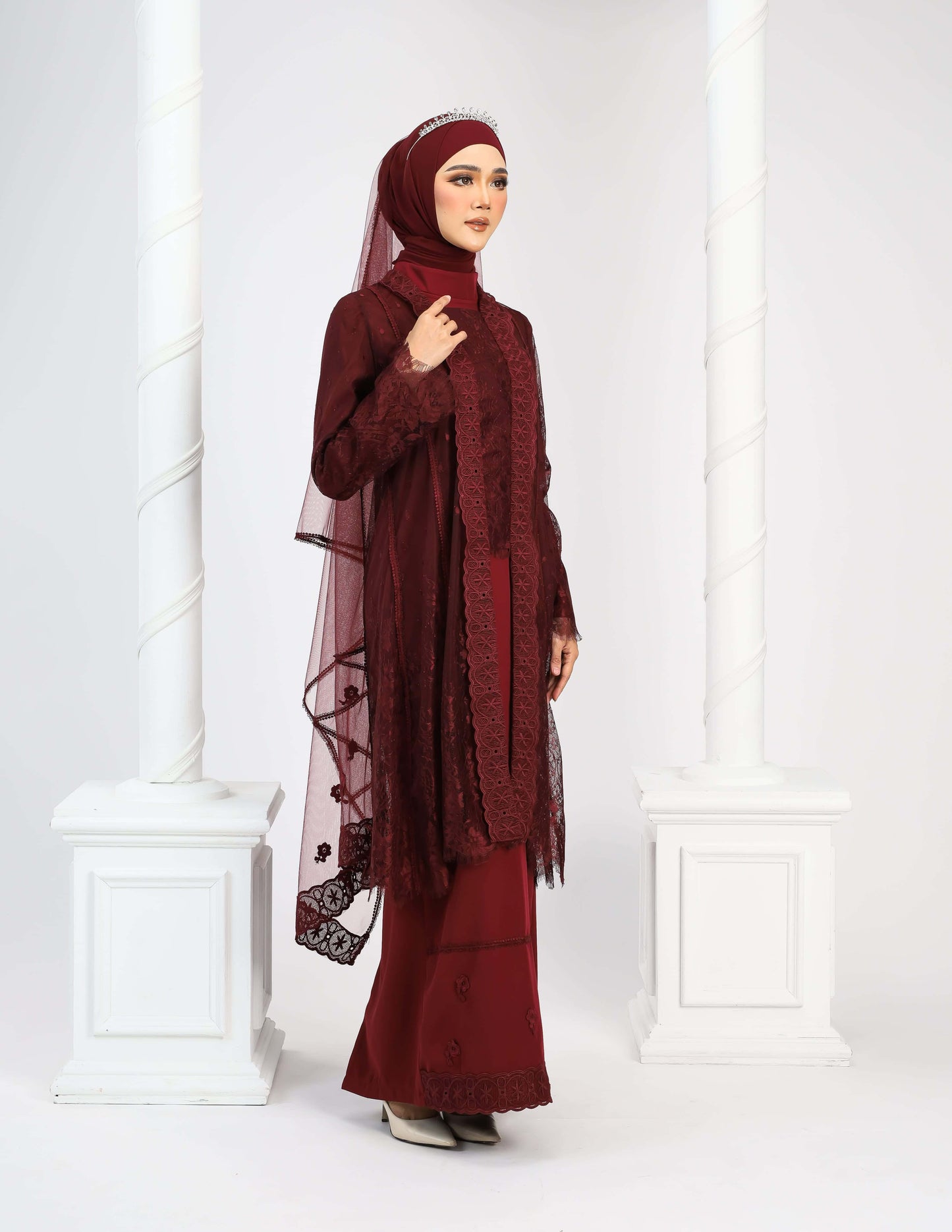 CAMELIA DRESS (BURGUNDY)