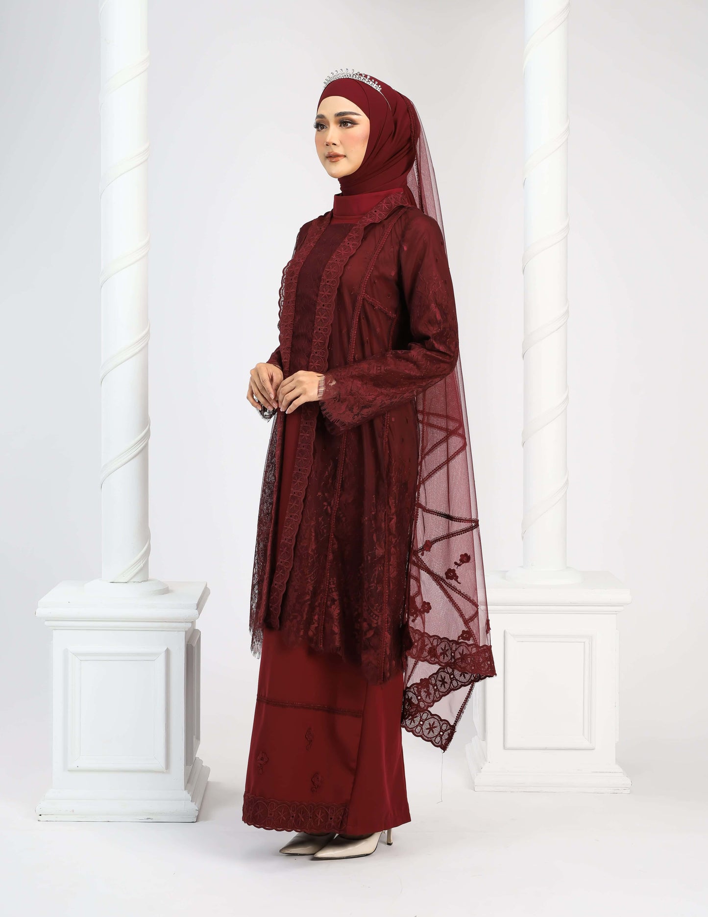 CAMELIA DRESS (BURGUNDY)