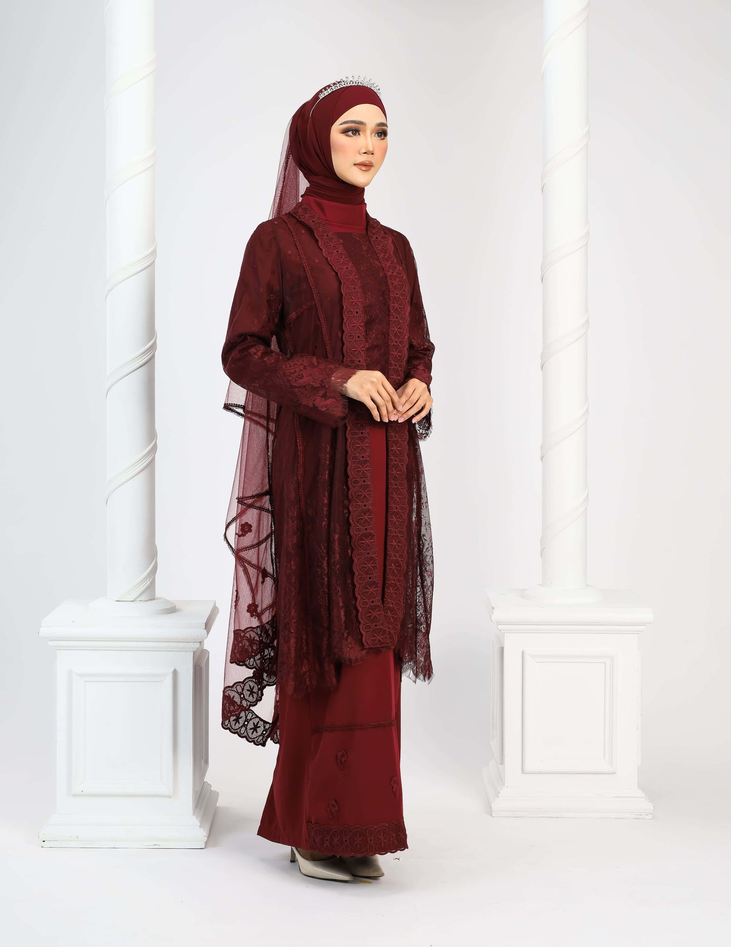 CAMELIA DRESS (BURGUNDY)