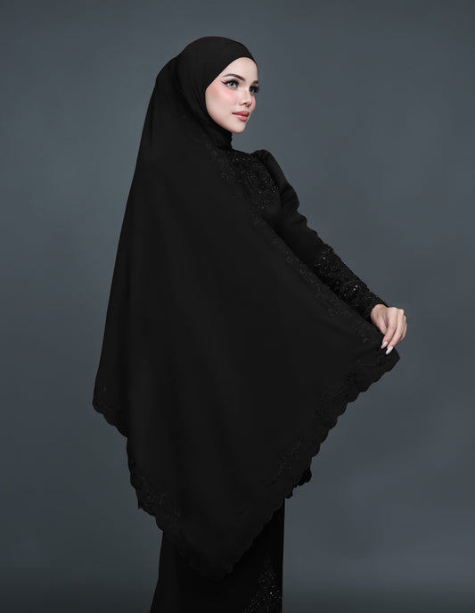 CHIFFON EMBROIDERY VEIL CODE A15 (BLACK)