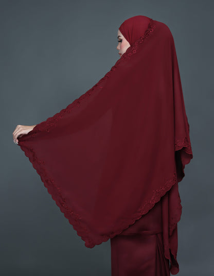 CHIFFON EMBROIDERY VEIL CODE A15 (BURGUNDY)