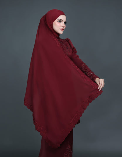 CHIFFON EMBROIDERY VEIL CODE A15 (BURGUNDY)