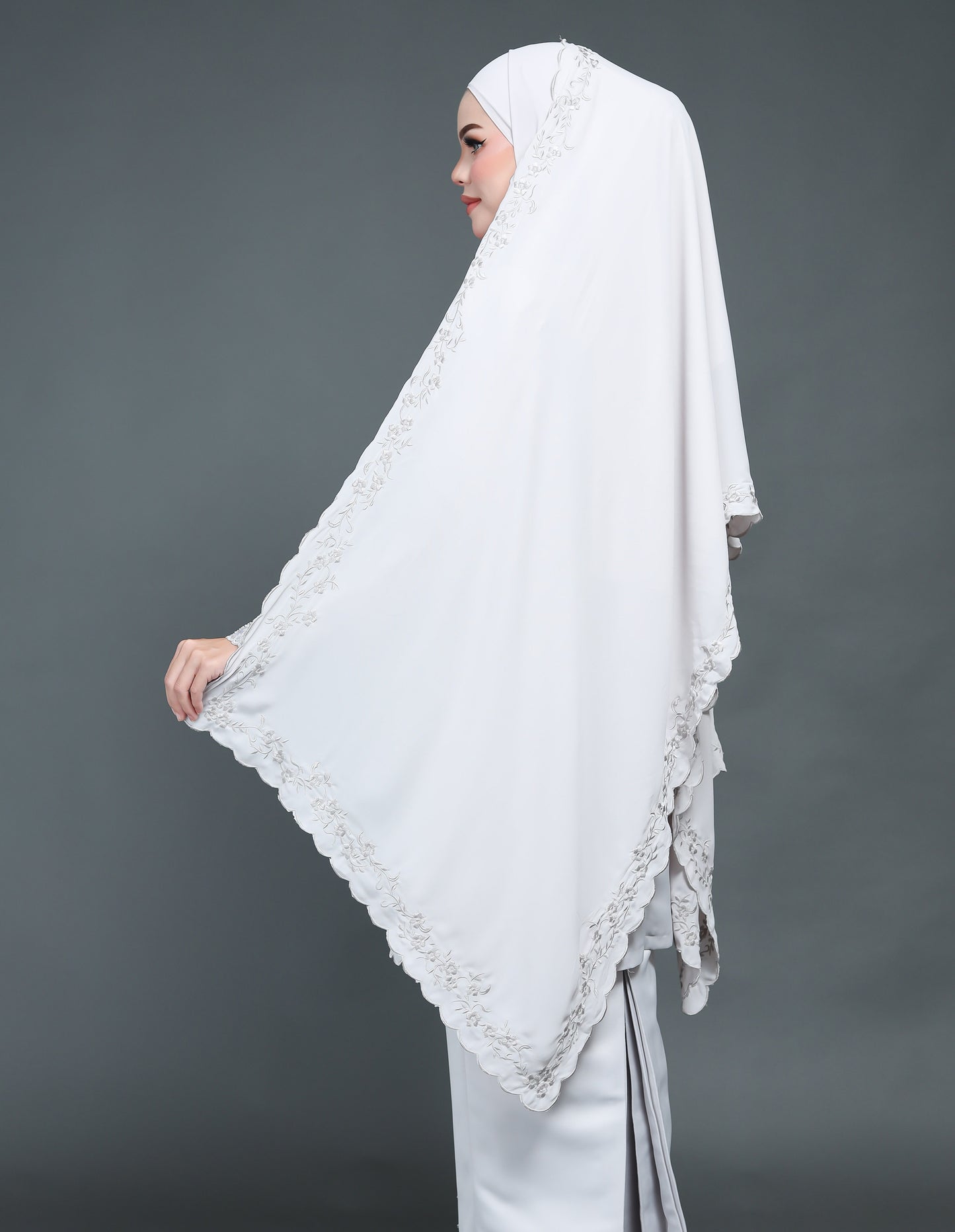 CHIFFON EMBROIDERY VEIL CODE A15 (GREY)