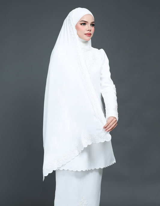 CHIFFON EMBROIDERY VEIL CODE A15 (OFF WHITE)