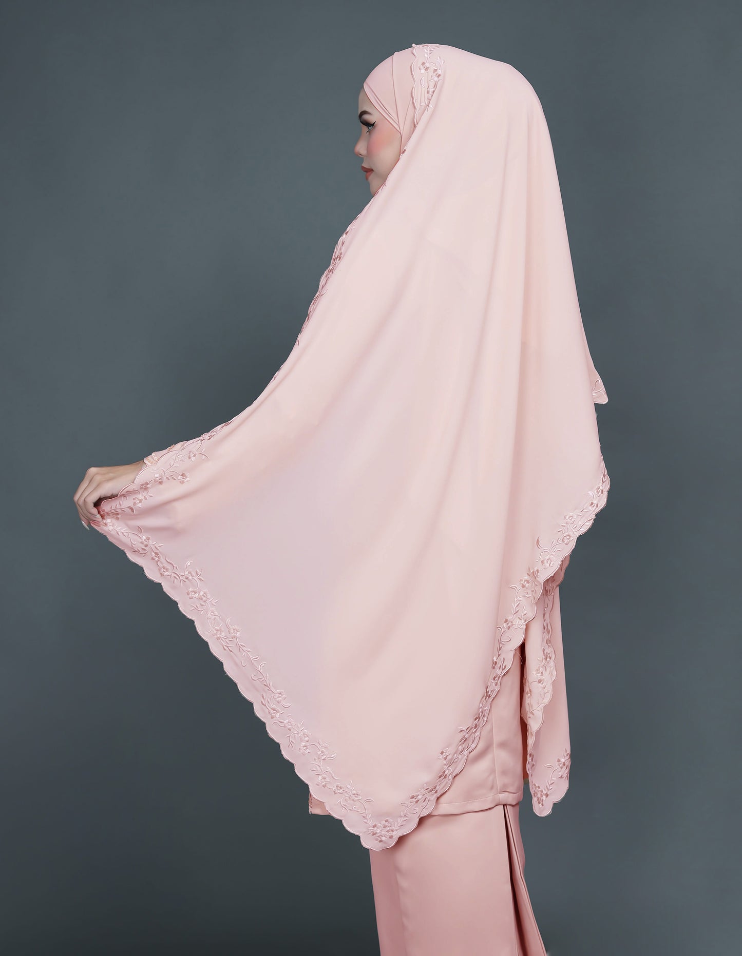 CHIFFON EMBROIDERY VEIL CODE A15 (PEACH)