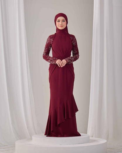 LUNARA DRESS (BURGUNDY)