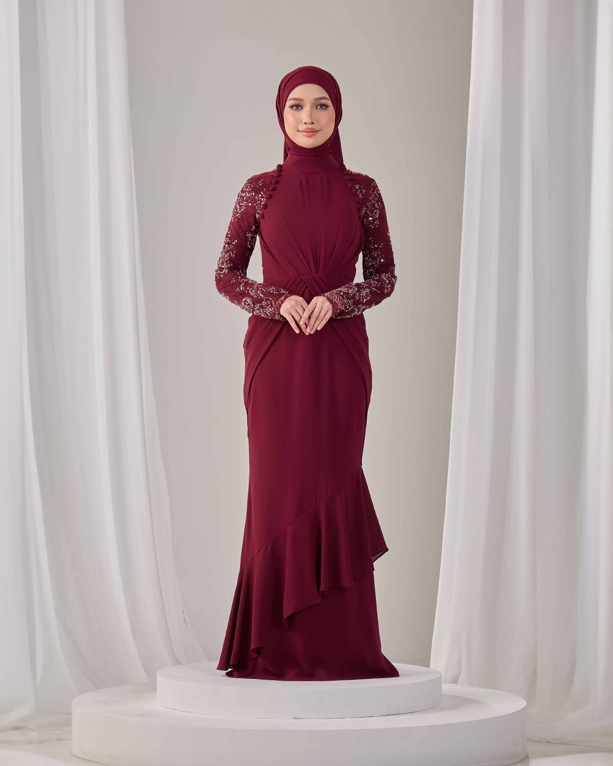 LUNARA DRESS (BURGUNDY)