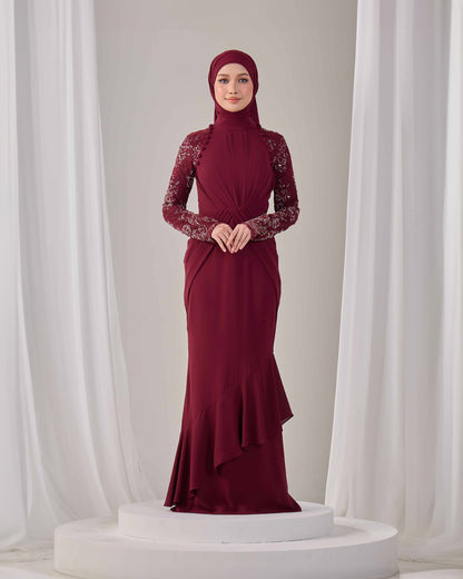 LUNARA DRESS (BURGUNDY)