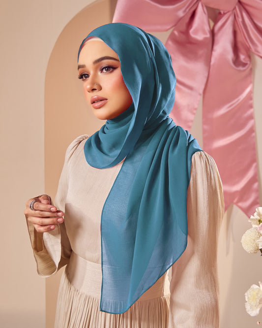 HANA CHIFFON SHAWL (DIAMOND TEAL BLUE)