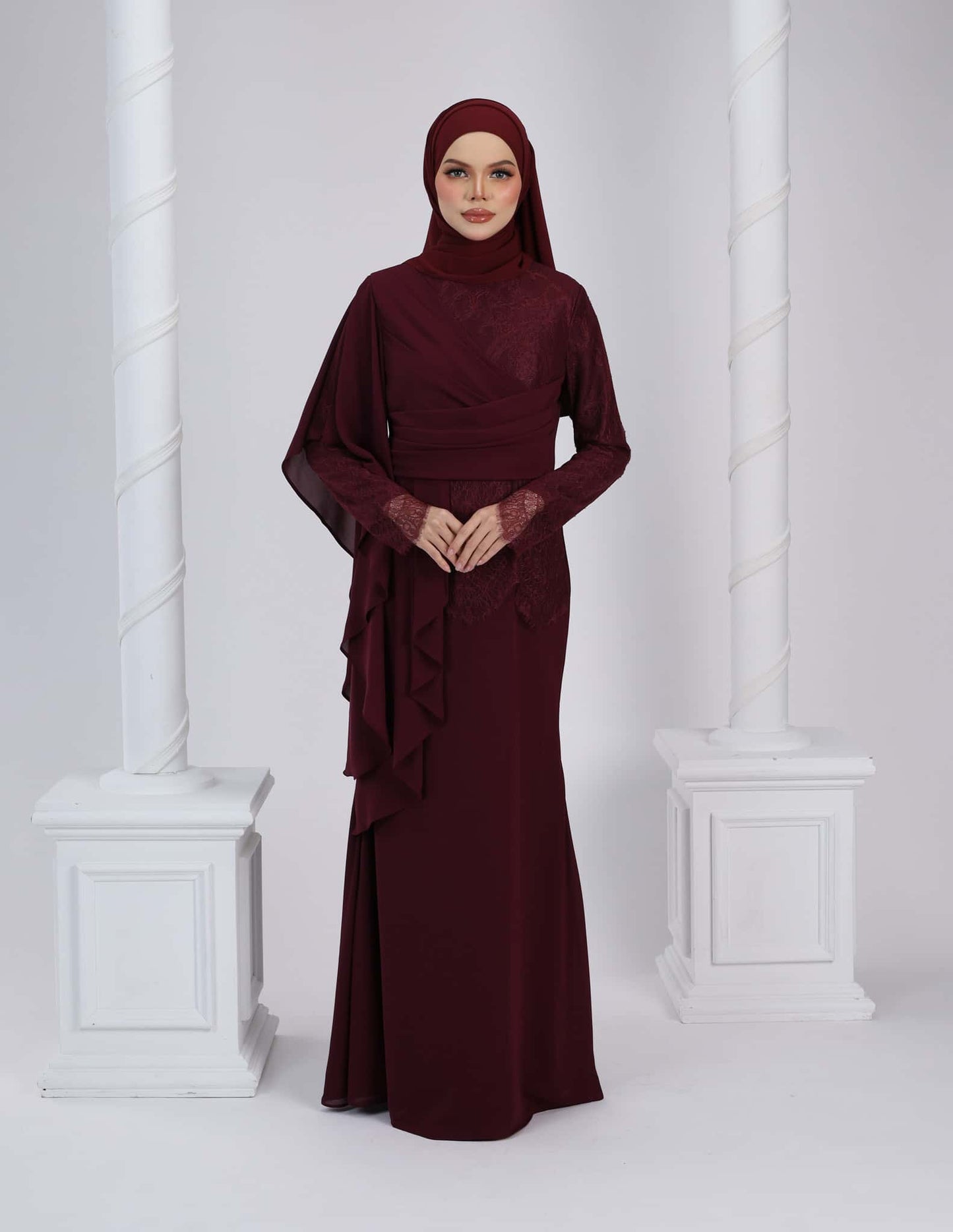 EDRIA DRESS (BURGUNDY)