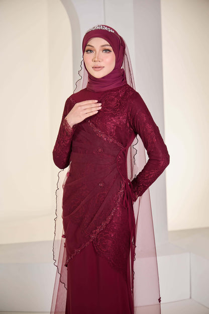 EDWINA BRIDE DRESS (BURGUNDY)