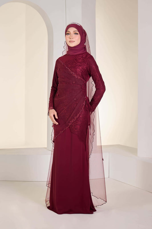 EDWINA BRIDE DRESS (BURGUNDY)