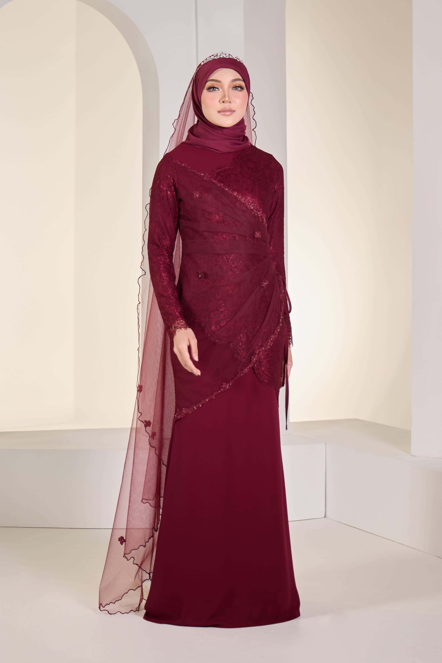 EDWINA BRIDE DRESS (BURGUNDY)