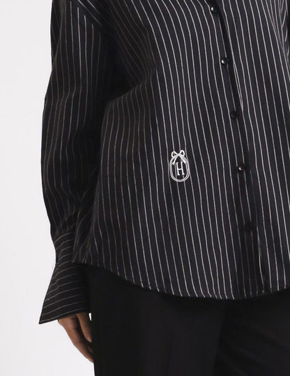 ELLEN STRIPES BUTTON SHIRT (BLACK)